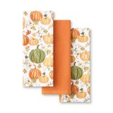 Martha Stewart Herfst oogst pompoenen keukenhanddoek 3-pack set, 100% katoen met absorberende badstof, decoratieve keukendoeken, oranje/groen/ivoor, 40,6 x 71 cm