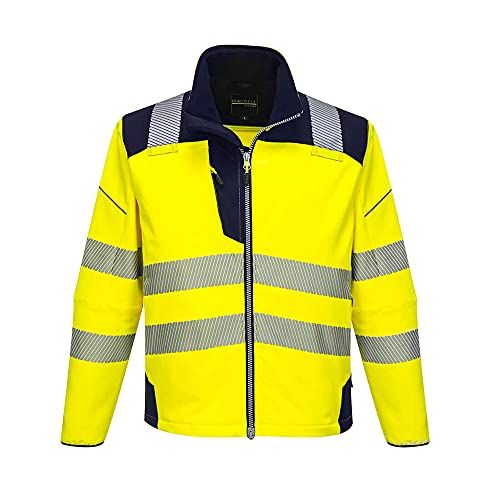 Portwest PW3 Hi-Vis Softshell Jacket - Yellow/Navy - Size S - T402YNRS