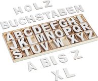 Merkloos Relaxdays houten letters, 208-delige set, 5 cm, alfabet, A-Z, knutselen, beschilderen, naamletters, met doos, wit
