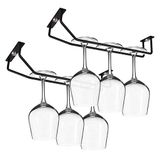 VIMOSS 10,8 inch lange enkele rail wijnglasrek onder kast kast, metalen glasglashouder wijnglashouder wijnglas hanger voor RV mini bar keuken opslag (mat zwart - 2 stuks)