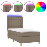 vidaXL Boxspringbed met matras en LED-verlichting, taupekleurig, 80x200 cm, gestoffeerd