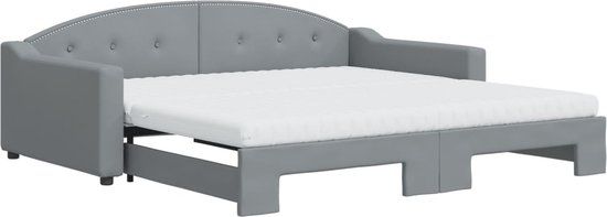 vidaXL Slaapbank met onderschuifbed - Lichtgrijs - 100x200 cm