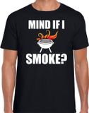 Bellatio Decorations Shoppartners Bv Mind if I smoke bbq / barbecue t-shirt zwart - cadeau shirt voor heren - verjaardag / vaderdag kado L