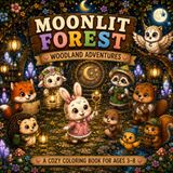 Moonlit Forest: Woodland Adventures — A Cozy Coloring Book for Kids Ages 3-8