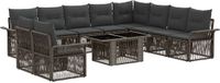 vidaXL Tuinbank Set 11 st Grijs en Donkergrijs Polyrattan