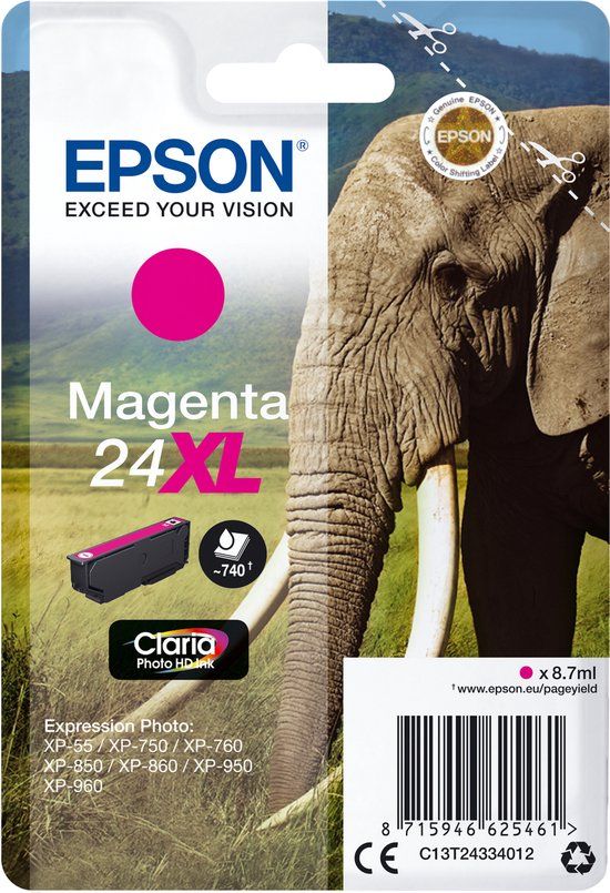 Epson 24XL Magenta Ink Cartridge - 740 Page Yield