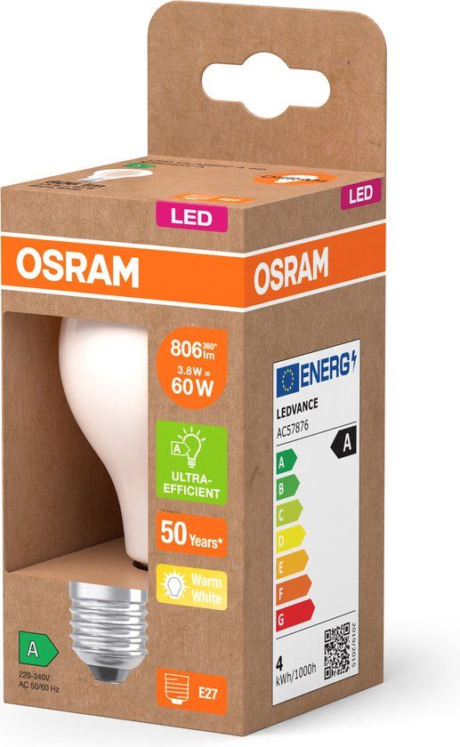 Osram LED Superstar Classic A60 - LED Lamp - E27 - 3.8W - 2700K - Warm White