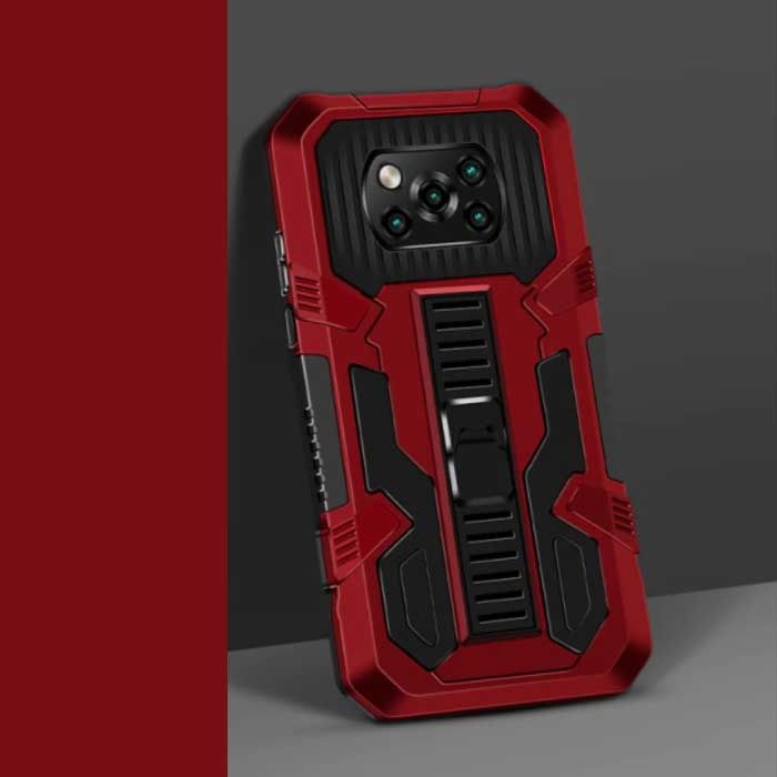 Stuff Certified® Xiaomi Poco M3 Pro - Armor Case with Kickstand and Pop Grip - Red