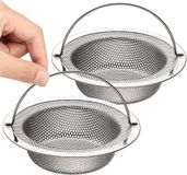 Omgoods - Set de 2 grands tamis d'évacuation en inox avec poignée pliable