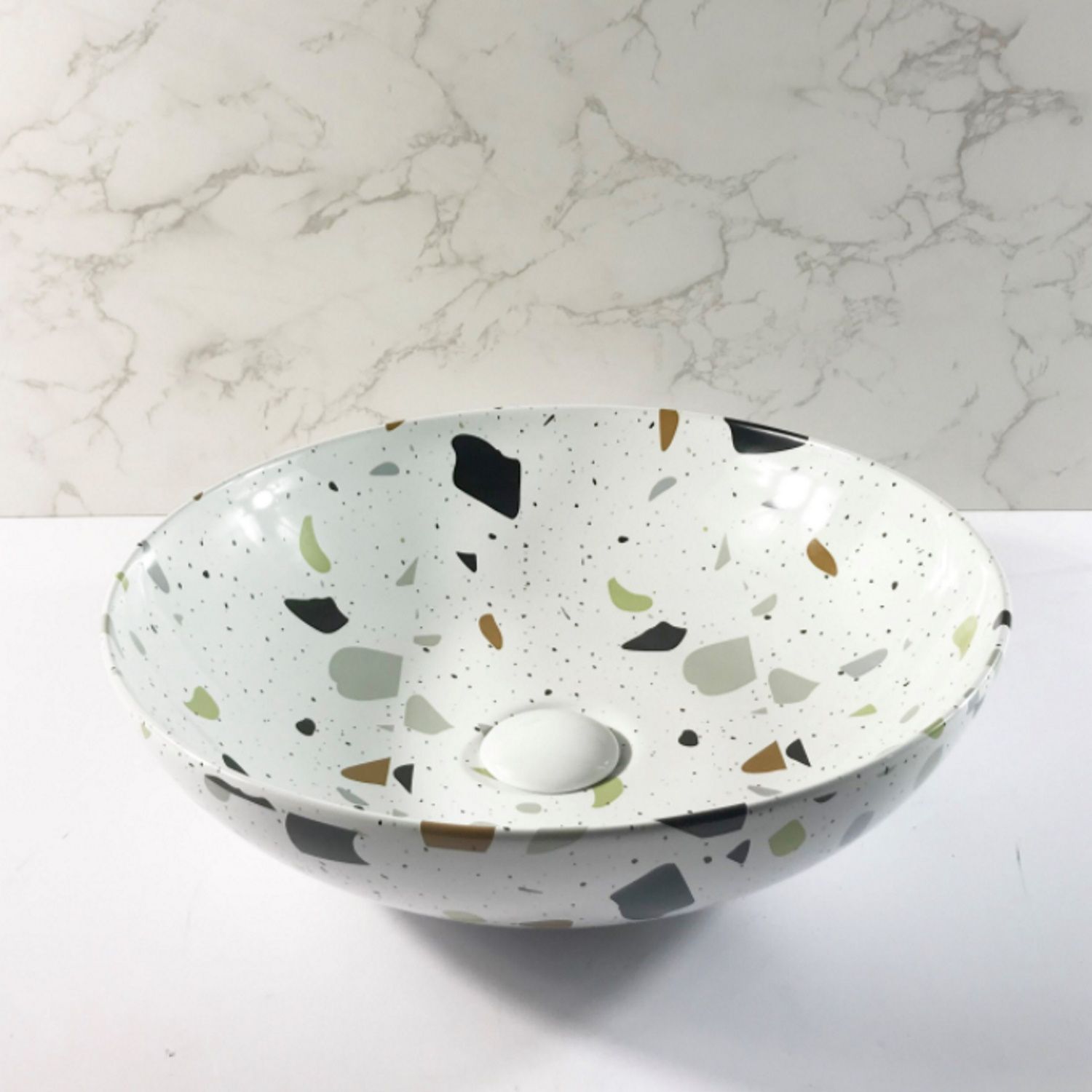 Boss & Wessing Raja Rond 40x12 cm Terrazzo Waskom - Keramiek - 8719304978855