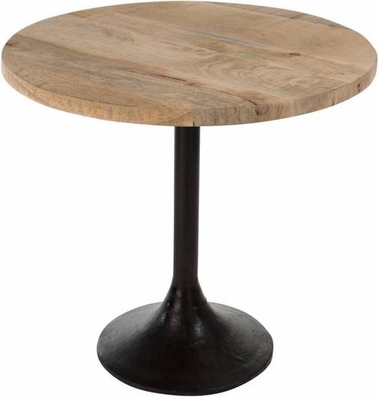 Duverger Bistro - tafel - rond - houten blad - naturel - metalen voet - zwart