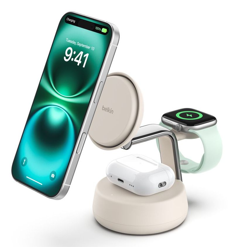 Belkin Qi2 3-in-1 Wireless Charger - White