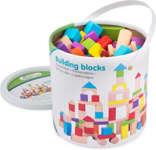 New Classic Toys Houten Bouwblokken in Ton - 100 blokken - Naturel