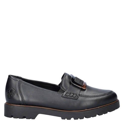 Rieker imitatieleren loafers met profielzool - zwart