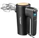 Bestron Power handmixer, krachtige handmixer met 6 standen, turbo-functie en LCD-display, roerapparaat incl. 2 gardes & 2 kneedhaken, lichtgewicht van 1 kg, kleur: zwart/hout