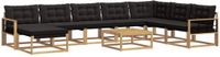 vidaXL - Hoek loungeset - 8 zitplekken - Wit en zwart - Massief Acacia Hout