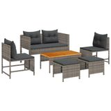 vidaXL Tuinbank Set 6-delig Grijs/Donkergrijs Polyrattan