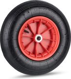 Merkloos Relaxdays kruiwagenwiel 4.80/4.00-8, met binnenband, kunststof velg, tot 120 kg, luchtband met ventiel, zwart/rood