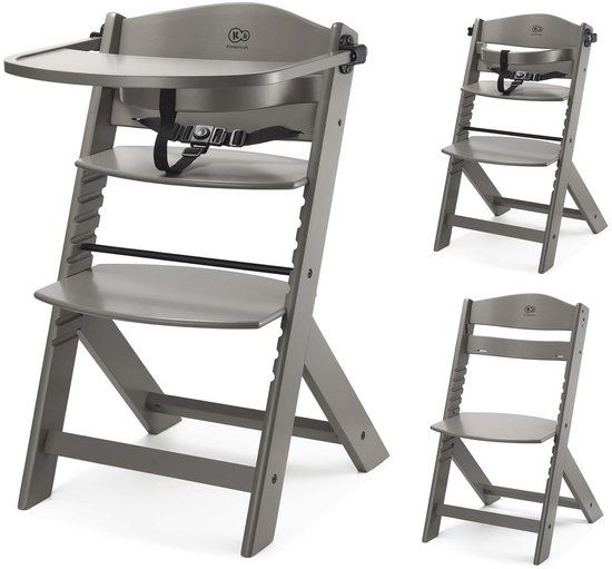 Kinderkraft ENOCK - Houten Kinderstoel 3-in-1 - Hoge babystoel - Hoogte verstelbaar - Bruin