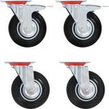 vidaXL Zwenkwielen 4 stuks 125 mm Zwart Metaal met rem