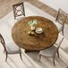 Table à manger ronde 120 cm (47") style ferme rustique pour 4 à 6 personnes - Plateau en bois - Pied central piédestal gain de place - Sans chaises - Couleur rétro