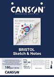 CANSON Bristolblok, 50 vellen tekenpapier en geperforeerde notities, A5, 180 g/m²