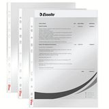 Esselte Brochurehoesjes, 100 stuks, A4-formaat met universele perforatie, kleurloos met glanzend oppervlak, 0,043 mm PP-folie, 13089
