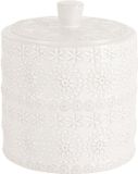 Merkloos Spirella Badkamer Opbergdoos – Porseleinen Opbergbox Badkamer voor Wattenstaafjes en Wattenschijfjes – Wit – 9,3 x 11 cm