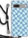 Case Company® - Google Pixel 7 Hoesje met Koord - Grid Blauw - Back Cover
