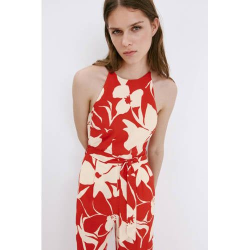 Mango Red Floral Jumpsuit