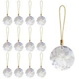 LUMITI 12 stuks kristallen glazen kerstballen ornamenten, 1,18 ″ mini ronde prisma bloem kerstboomdecoraties, hangend ornament voor bruiloftsfeest woondecoratie (kristalhelder)