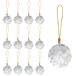 LUMITI 12 stuks kristallen glazen kerstballen ornamenten, 1,18 ″ mini ronde prisma bloem kerstboomdecoraties, hangend ornament voor bruiloftsfeest woondecoratie (kristalhelder)