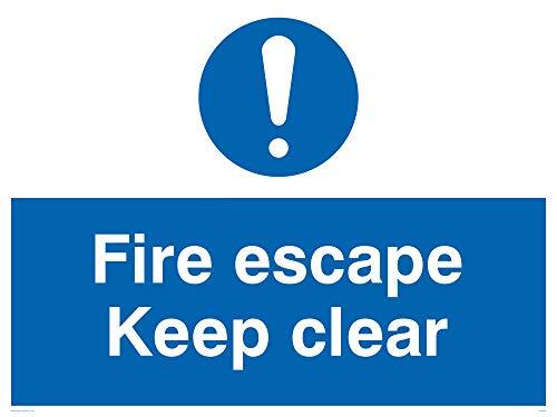 Viking Signs Viking Signs MA226-A3L-1M "Fire Escape Keep Clear" Sign, 1 mm Plastic Semi-Rigid, 300 mm H x 400 mm W