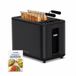 Luxuriq Grille-pain avec pinces à toast - 900W - 2 fentes - Noir