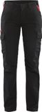 Blåkläder Dames werkbroek stretch 7144-1832 Zwart/Rood D21