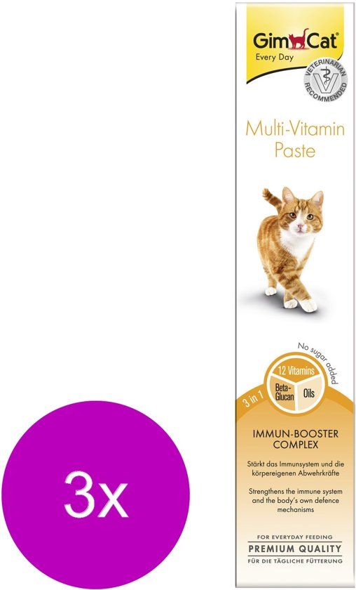 GimCat Multi-Vitamin Pasta Vitamin - Kattensnack - 3 x 50 g