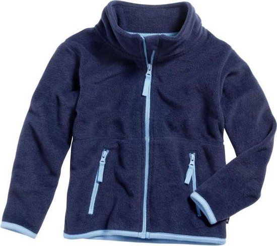Playshoes Fleece Jasje Uni Contrast Marine - Unisex - Donkerblauw