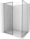 Mexen Kioto paroi de douche Walk-in 140 x 100 cm, cadre noir, blanc