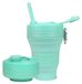 Mok de camping pliable en silicone avec paille