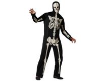 ATOSA Skeletkostuum voor volwassenen, heren, licht op in het donker, kostuums voor Halloween, carnaval, themafeesten, inclusief hoofdtooi, lange overall, comfortabel en origineel, M-L