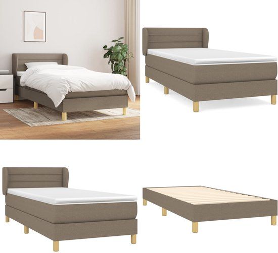 vidaXL Boxspring met matras stof taupe 90x200 cm