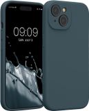 kwmobile telefoonhoesje geschikt voor Apple iPhone 15 - TPU backcover met siliconen coating - Smartphone case in leisteen