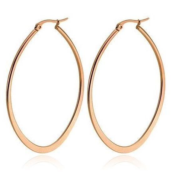 Cilla Jewels Ovale oorbellen Edelstaal Rosé 60mm