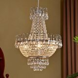Lindby hanglamp 5lichts Metaal, kristal H: 62 cm E14 chroom, helder