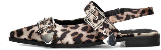 POSH by Poelman Dames JULIA Slingbacks - Bruin met dierenprint - Maat 40