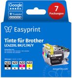 Easyprint Cartouches d'encre pour Brother LC422XL, multipack (BK/C/M/Y), 7 pièces