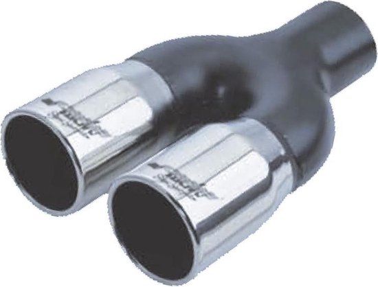 Simoni Racing Uitlaatsierstuk Dubbel Rond RVS - Ø76xL230mm - Montage ->61mm