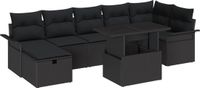 vidaXL Tuinbank Set 8-delig Zwart Polywood