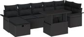 vidaXL Tuinbank Set 8-delig Zwart Polywood