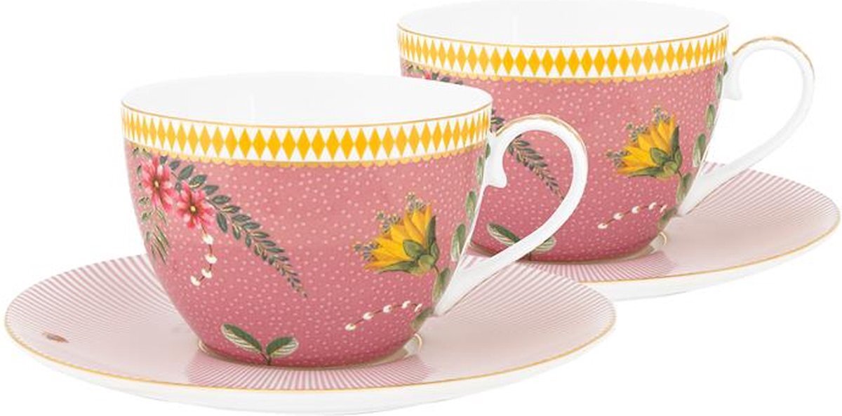 PIP studio - La Majorelle - kop en schotel - set van 2 stuks - Cappuccino - roze